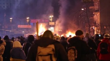 Ukrayna, Kiev, 19 Ocak 2014: Hükümet karşıtı protesto Kiev, Ukrayna