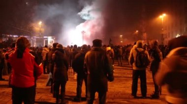 Ukrayna, Kiev, 19 Ocak 2014: Hükümet karşıtı protesto Kiev, Ukrayna