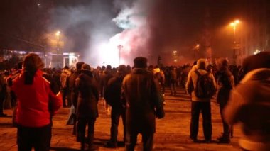 Ukrayna, Kiev, 19 Ocak 2014: Hükümet karşıtı protesto Kiev, Ukrayna