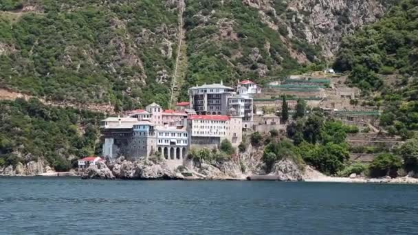 View from sailing Ship on Athos — Stock Video