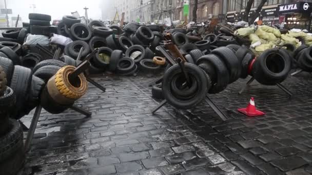 Barricadas en la calle Khreshchatyk — Vídeos de Stock