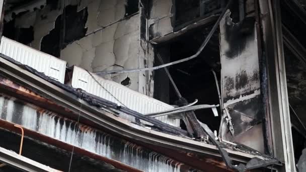 Edificio quemado del sindicato en Khreshchatyk — Vídeo de stock