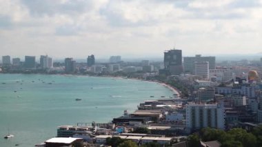 Panorama view pattaya city ve Körfez siam, Tayland