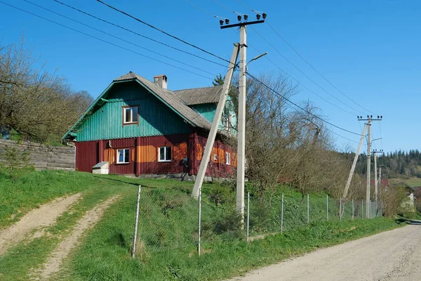 Maison Bois Dans Village Montagne Des Carpates Ukraine — Photo
