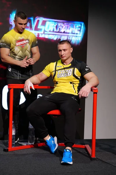 Kyiv Ukraine Outubro 2021 Professional Arm Wrestlers Oleg Petrenko Sergei — Fotografia de Stock