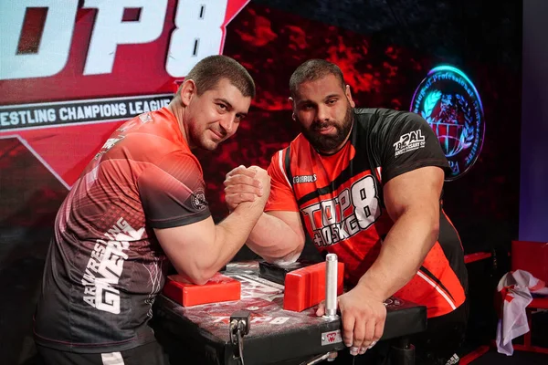 Kyiv Ukraine Setembro 2021 Professional Arm Wrestlers Levan Saginashvili Dmytro — Fotografia de Stock