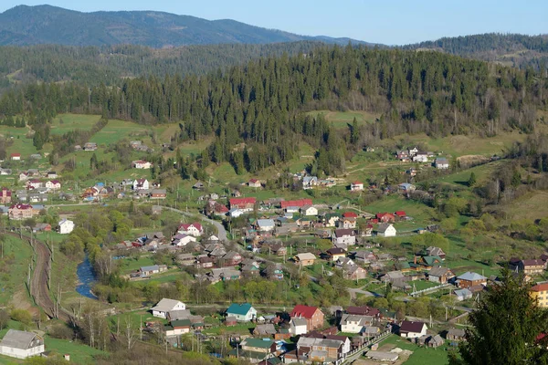 Вид Село Карпатах Украина — стоковое фото
