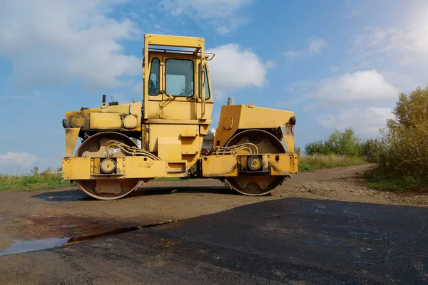 Road Roller Compactor Type Engineering Vehicle Used Compact Soil Asphalt — Stock Photo, Image