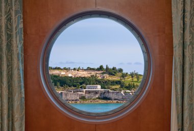 Fort Saint Catherine in Bermuda as Seen Through a Ship Porthole clipart
