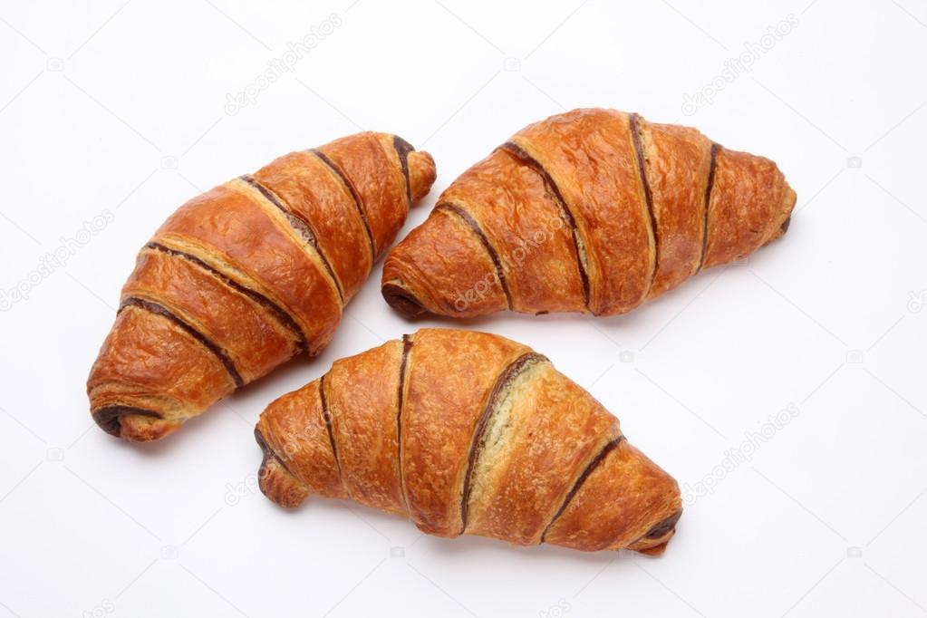 Chocolate croissant isolated on a white background