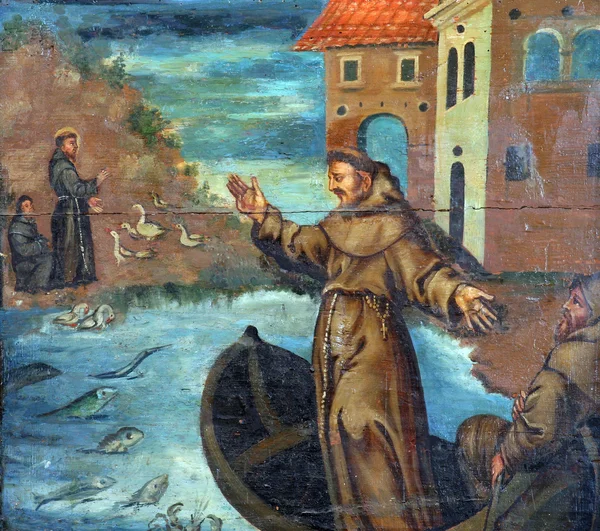 Святой Антоний проповедует рыбам — стоковое фото
