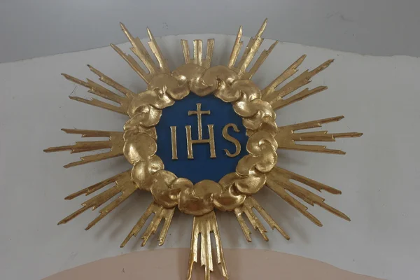 IHS σημάδι: ο Ιησούς Hominum Salvator — Φωτογραφία Αρχείου