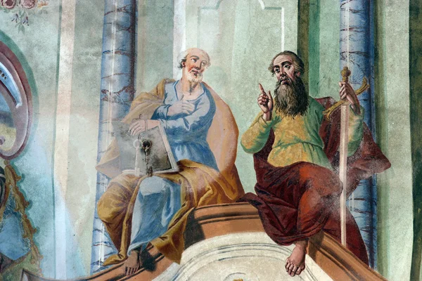 Fresco schilderij op het plafond van de kerk — Stockfoto