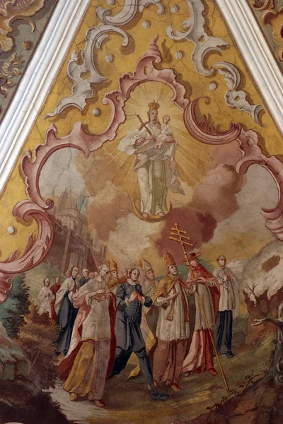 Fresco painting on the ceiling of the church — Stock Photo, Image