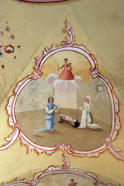 Pintura al fresco en el techo de la iglesia — Foto de Stock