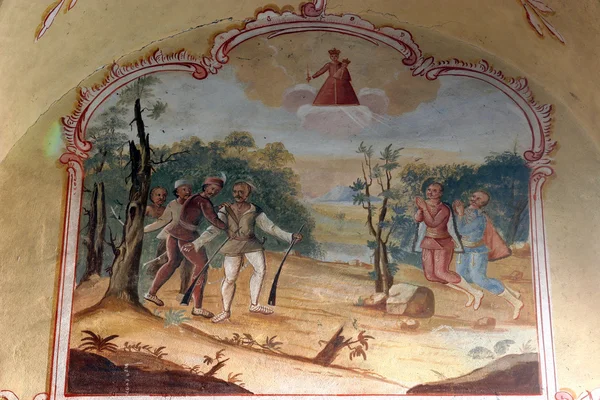 Fresco maalaus kattoon kirkon — kuvapankkivalokuva