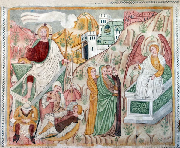 Fresco målningar i gamla kyrkan — Stockfoto