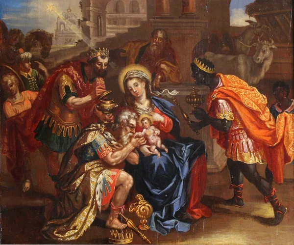 Scène de la Nativité, Adoration des Mages — Photo