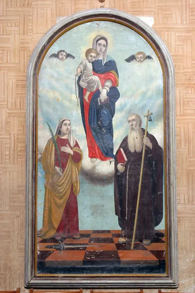 Vierge Marie, sainte Fosca et saint Antoine le Grand — Photo