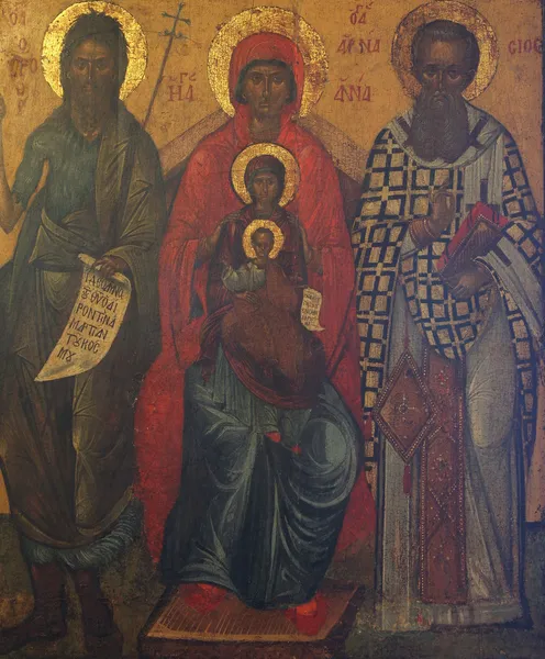 Saint Jean-Baptiste, sainte Anne, sainte Joachim et Vierge à l'Enfant Jésus — Photo
