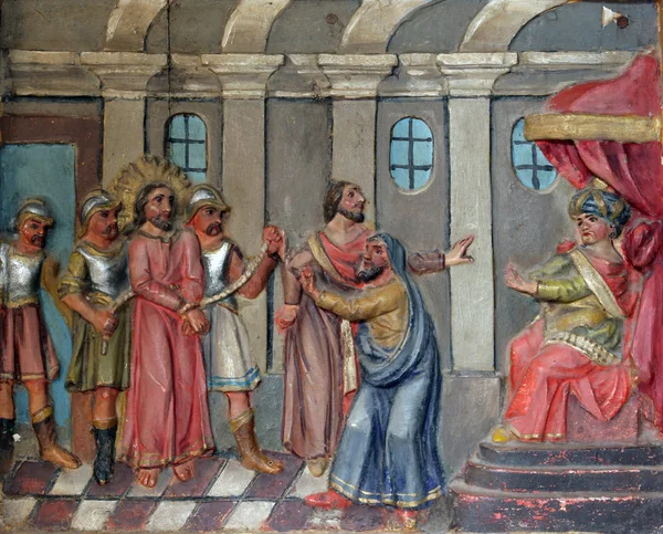 Jezus voordat pontius Pilatus — Stockfoto