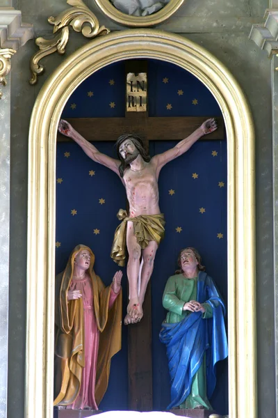 Crucifixion, Blessed Virgin Mary and Saint John under the cross — Stock Photo, Image