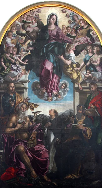 Vergine Maria con angeli e santi — Foto Stock