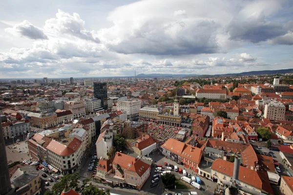 Aerial view of Zagreb, the capital of Croatia — Stock Photo, Image