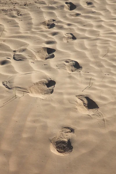 Human trace of a foot on yellow sand — Stock Photo, Image