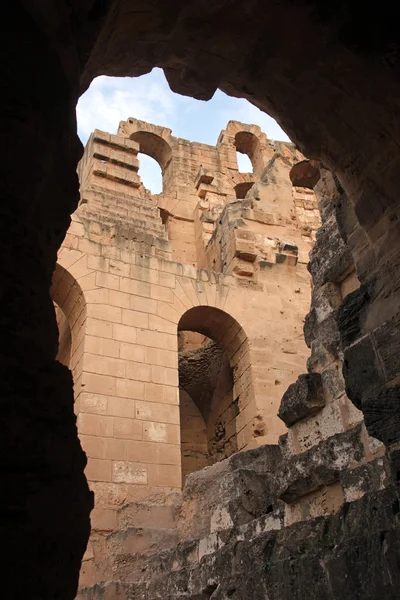 A Tunéziában El Jem amfiteátrum — Stock Fotó