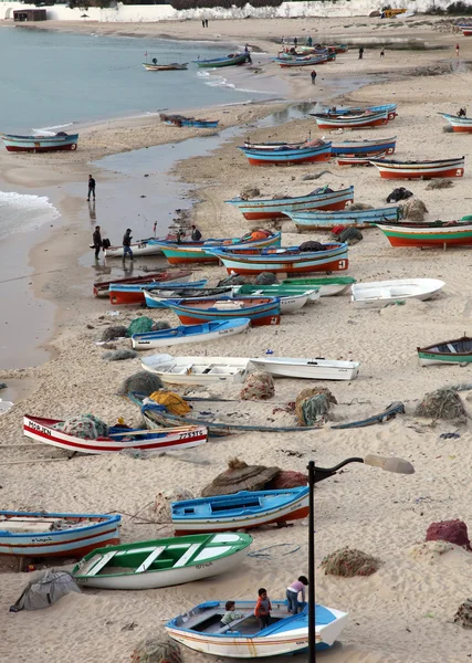 Barcos na praia. Hammamet. Tunísia — Fotografia de Stock