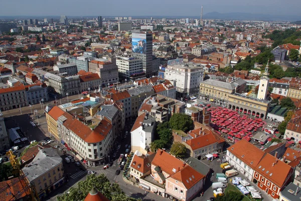 Letecký pohled na hlavní město Chorvatska Záhřeb — Stock fotografie