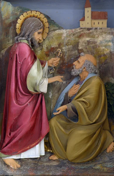 Cristo entregando las llaves a San Pedro — Foto de Stock