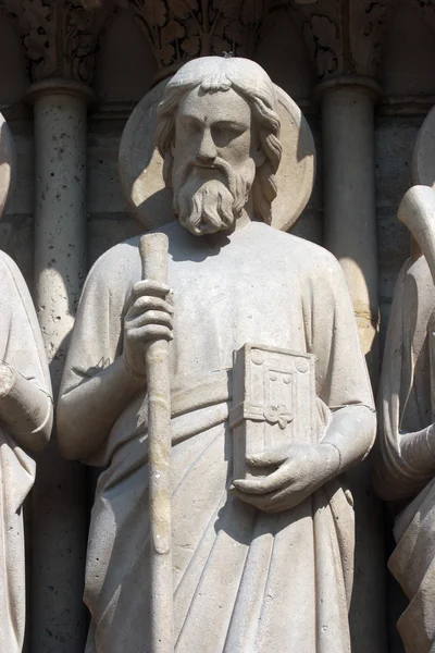 Saint Simon, Cattedrale di Notre Dame, Parigi, Portale del Giudizio Universale — Foto Stock