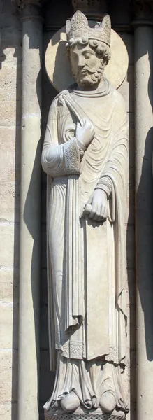 King, Notre Dame Cathedral, Paris, Portal of St. Anne — Stock Photo, Image