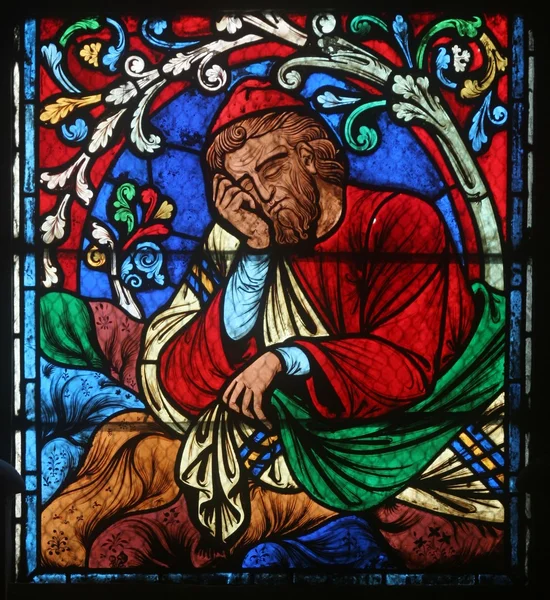 Okno barevné vitráže v katedrále notre dame de paris — Stock fotografie
