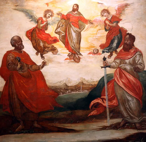 Ascension of Christ with St. Peter and St. Paul — Stock Photo, Image