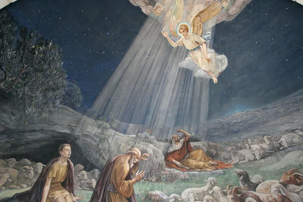 Angel of the Lord visited the shepherds and informed them of Jesus' birth — Stock Photo, Image