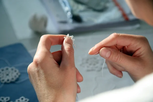 Process of lace-making — Stock Photo, Image