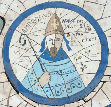 Saint ambrose, mozaik beatitudes Dağı üzerinde Kilise önünde
