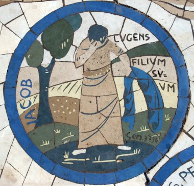 Saint Jacob, Mosaic in front of the church on the Mount of Beatitudes