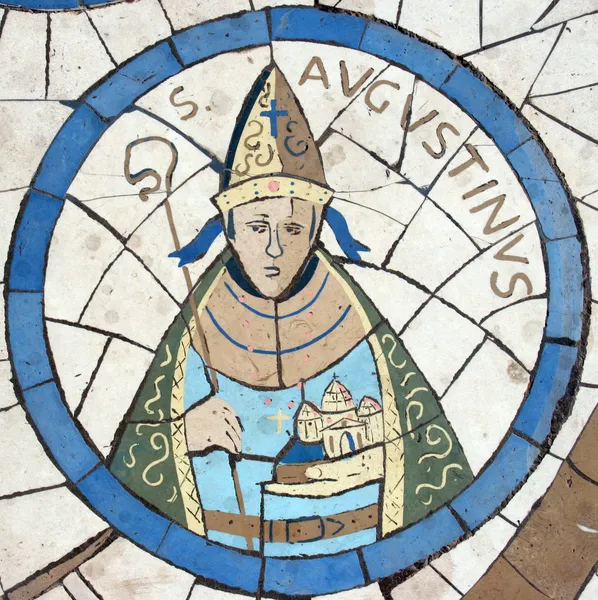 Saint Augustin d'Hippone, Mosaïque devant l'église sur le Mont des Béatitudes — Photo