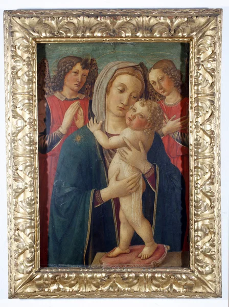 Madonna mit Kind und zwei Engeln — Stockfoto