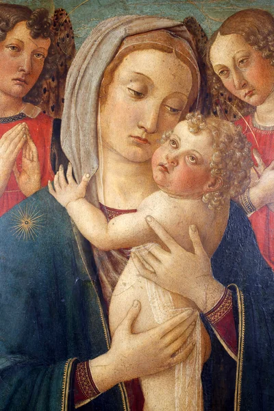 Madonna met kind en twee engelen — Stockfoto