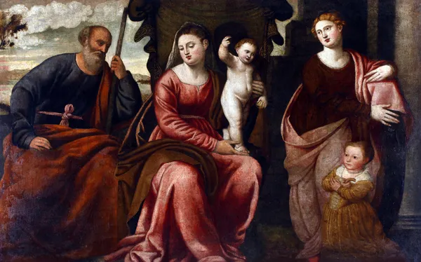 Den heliga familjen med st. Katarina av alexandria — Stockfoto