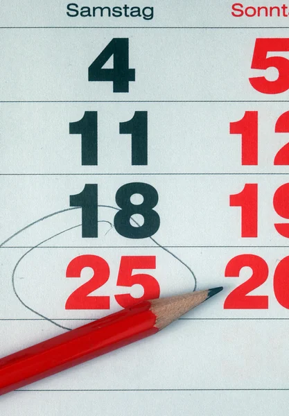 Detalle del calendario que muestra la fecha — Foto de Stock