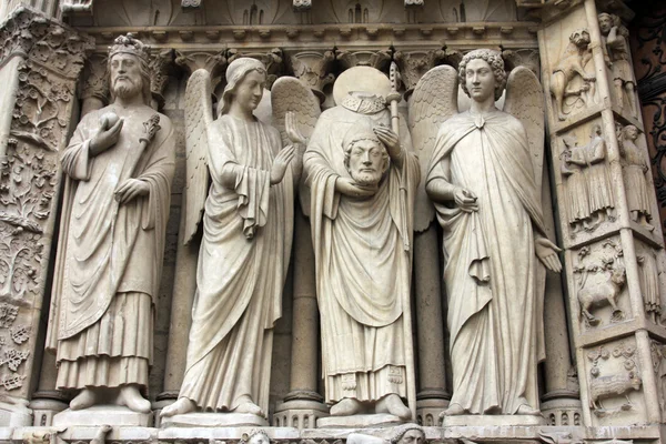 Emperor Constantine, an angel, Saint Denis holding his head, and another angel. — Stock Photo, Image