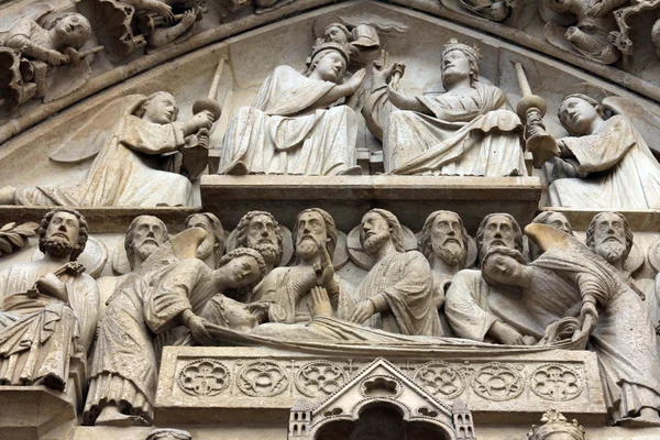 Catedral de Notre Dame, París, Portal de la Virgen — Foto de Stock