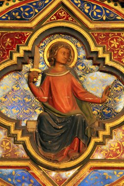 alt düzey Kraliyet palatine Şapel, sainte-chapelle, paris duvar üstünde kutsal kişilerin resmi,