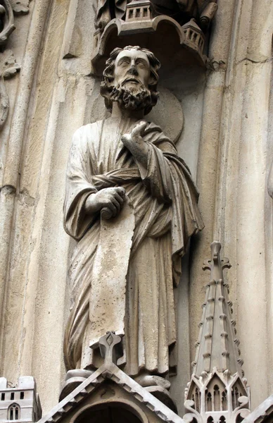 Paris, Catedral de Notre-Dame, portal da Virgem — Fotografia de Stock